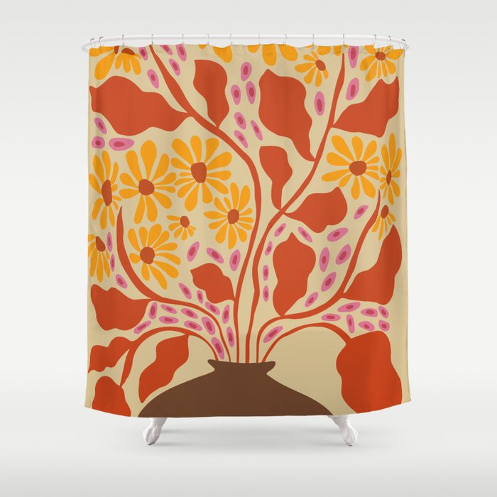 Retro Patel Pottery Shower Curtain Gallery Image 1