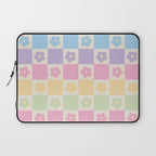 Checkered Flower Power Danish Pastel Rainbow Tones Laptop Sleeve Gallery Image 1