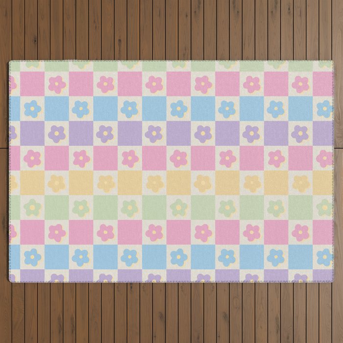 ラグ Flower Floor Mat Rainbow 9197cf4f83cc4d8ca41c479cd7cddc