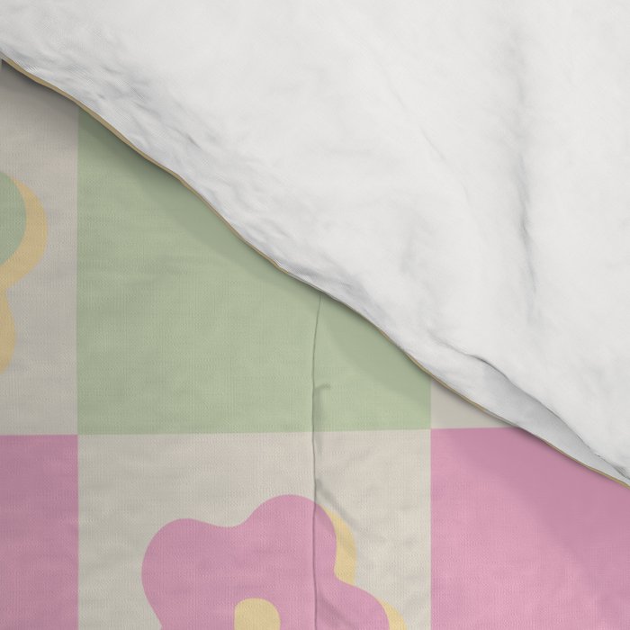 Checkered Flower Power Danish Pastel Rainbow Tones Comforter Gallery Image 4