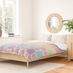 Checkered Flower Power Danish Pastel Rainbow Tones Duvet Cover Gallery Image 2