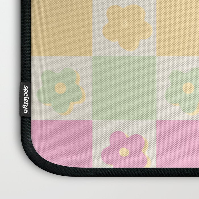 Checkered Flower Power Danish Pastel Rainbow Tones Laptop Sleeve Gallery Image 3