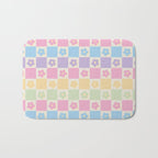 Checkered Flower Power Danish Pastel Rainbow Tones Bath Mat Gallery Image 1