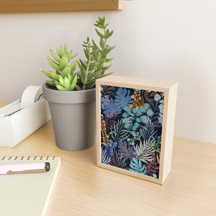 tropical blue night leaves Mini Art Print Gallery Image 2