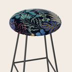 tropical blue night leaves Stool Gallery Image 2