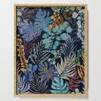 tropical blue night leaves Serving Tray Gallery Image 1