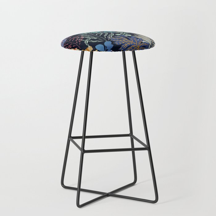 tropical blue night leaves Stool Gallery Image 1