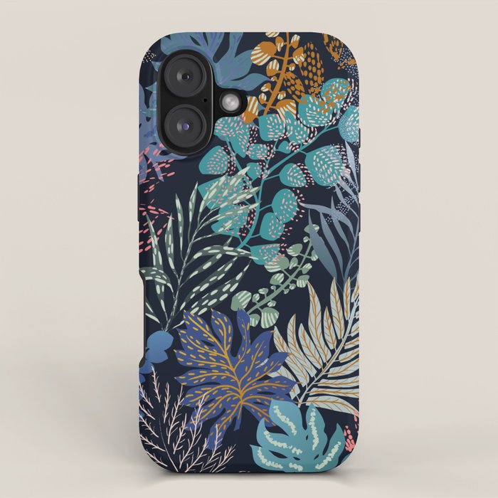 tropical blue night leaves iPhone Case Gallery Image 1