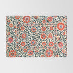 Shakhrisyabz Suzani  Uzbekistan Antique Floral Embroidery Print Rug Gallery Image 2