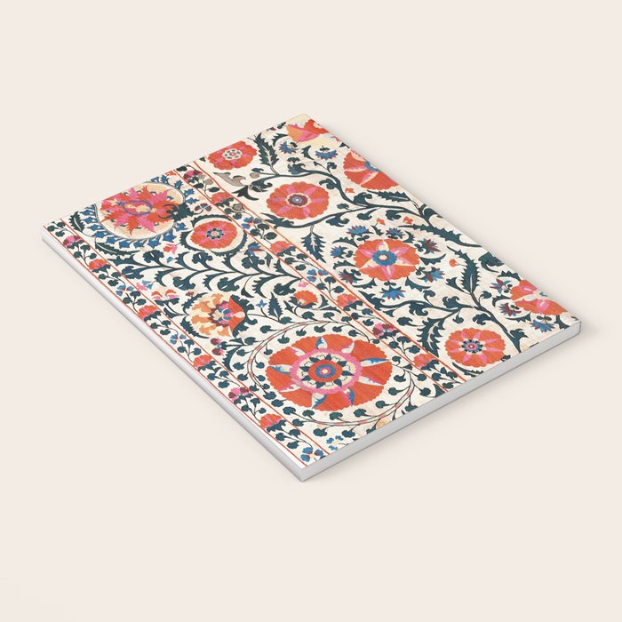 Shakhrisyabz Suzani  Uzbekistan Antique Floral Embroidery Print Notebook Gallery Image 3