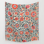 Shakhrisyabz Suzani  Uzbekistan Antique Floral Embroidery Print Wall Tapestry Gallery Image 4