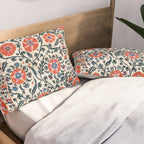 Shakhrisyabz Suzani  Uzbekistan Antique Floral Embroidery Print Pillow Sham Gallery Image 2