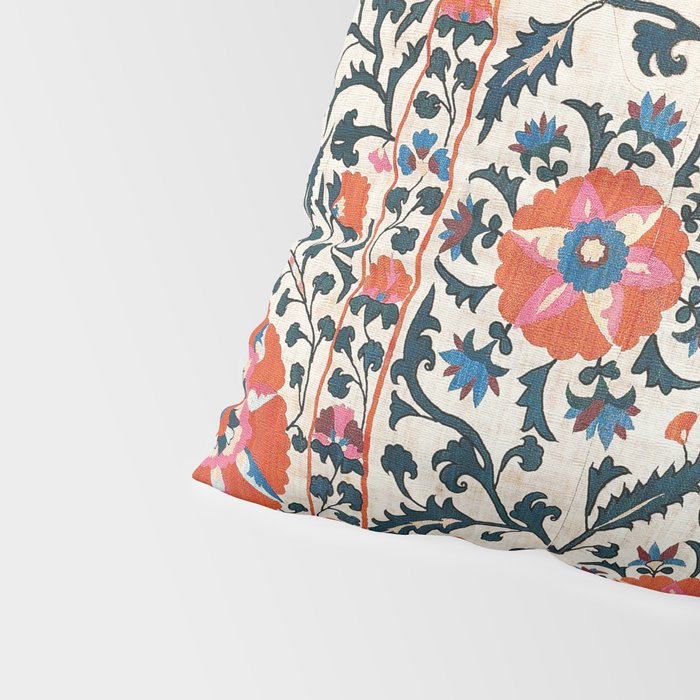 Shakhrisyabz Suzani  Uzbekistan Antique Floral Embroidery Print Pillow Sham Gallery Image 4