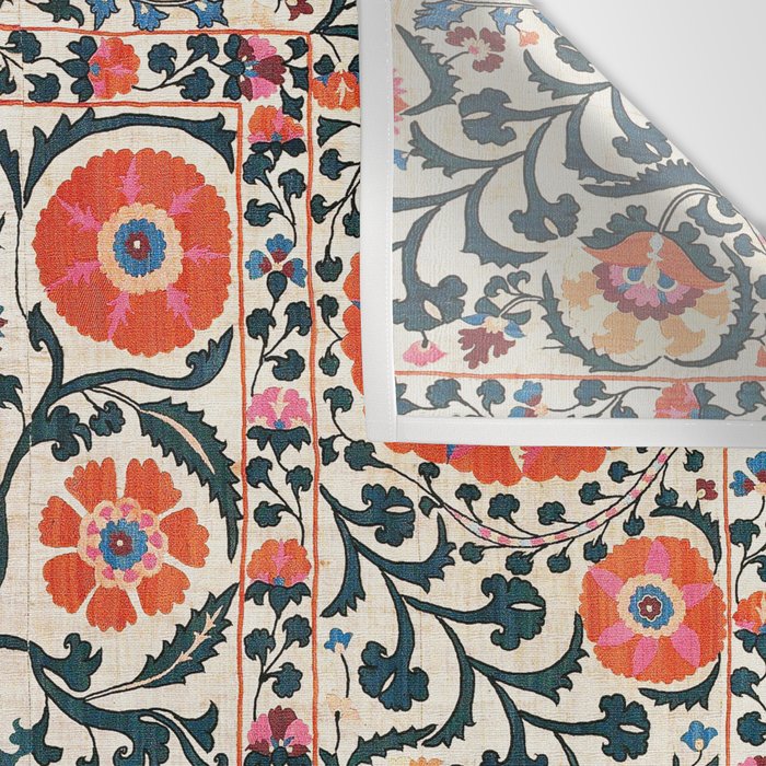 Shakhrisyabz Suzani  Uzbekistan Antique Floral Embroidery Print Wall Tapestry Gallery Image 3