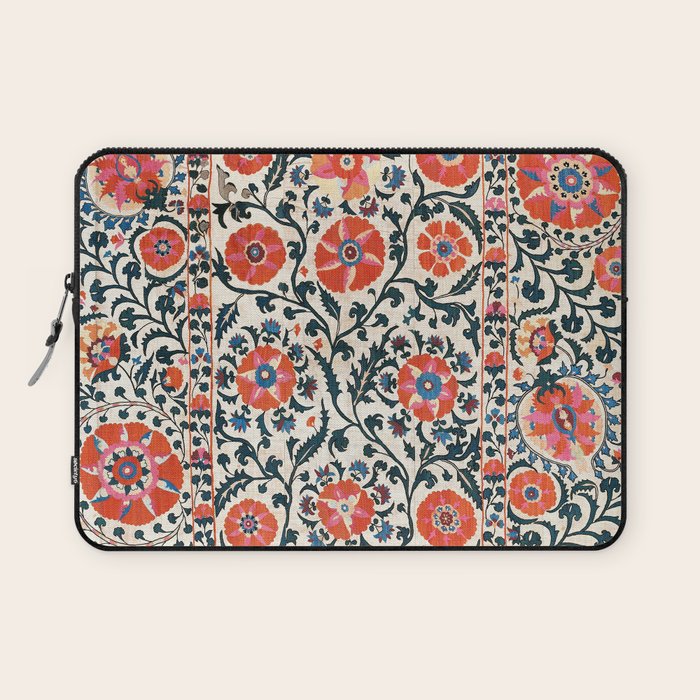 Shakhrisyabz Suzani  Uzbekistan Antique Floral Embroidery Print Laptop Sleeve Gallery Image 1