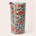 Shakhrisyabz Suzani  Uzbekistan Antique Floral Embroidery Print Travel Mug Gallery Image 3