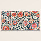 Shakhrisyabz Suzani  Uzbekistan Antique Floral Embroidery Print Desk Mat Gallery Image 3