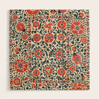 Shakhrisyabz Suzani  Uzbekistan Antique Floral Embroidery Print Wood Wall Art Gallery Image 1
