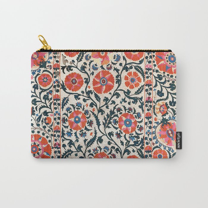 Shakhrisyabz Suzani  Uzbekistan Antique Floral Embroidery Print Carry All Pouch Gallery Image 1