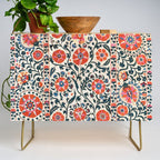 Shakhrisyabz Suzani  Uzbekistan Antique Floral Embroidery Print Credenza Gallery Image 1