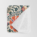 Shakhrisyabz Suzani  Uzbekistan Antique Floral Embroidery Print Throw Blanket Gallery Image 3
