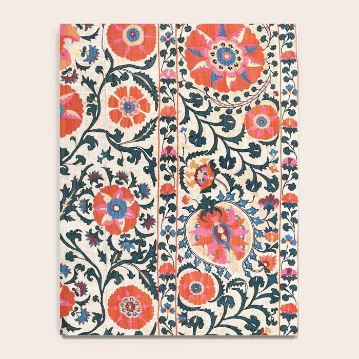 Shakhrisyabz Suzani  Uzbekistan Antique Floral Embroidery Print Notebook Gallery Image 4