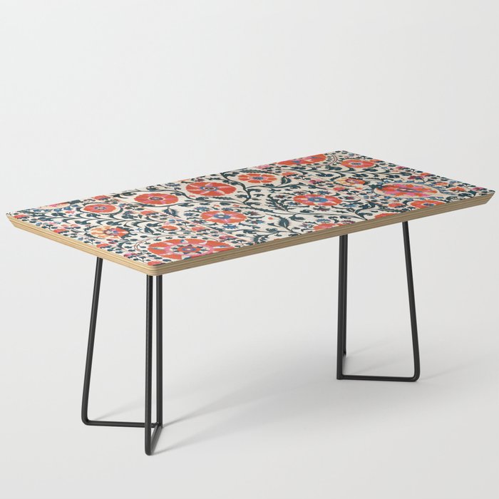 Shakhrisyabz Suzani  Uzbekistan Antique Floral Embroidery Print Coffee Table Gallery Image 1