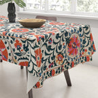 Shakhrisyabz Suzani  Uzbekistan Antique Floral Embroidery Print Tablecloth Gallery Image 3