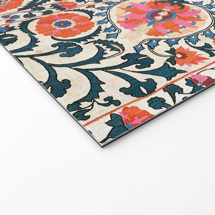 Shakhrisyabz Suzani  Uzbekistan Antique Floral Embroidery Print Welcome Mat Gallery Image 2