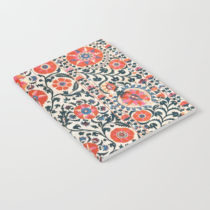 Shakhrisyabz Suzani  Uzbekistan Antique Floral Embroidery Print Notebook Gallery Image 2