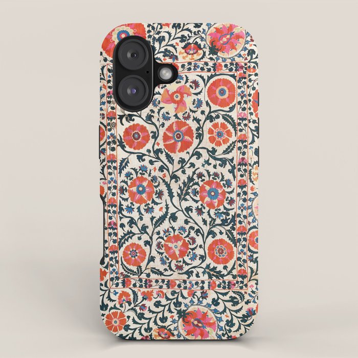 Shakhrisyabz Suzani  Uzbekistan Antique Floral Embroidery Print iPhone Case Gallery Image 1
