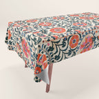 Shakhrisyabz Suzani  Uzbekistan Antique Floral Embroidery Print Tablecloth Gallery Image 1