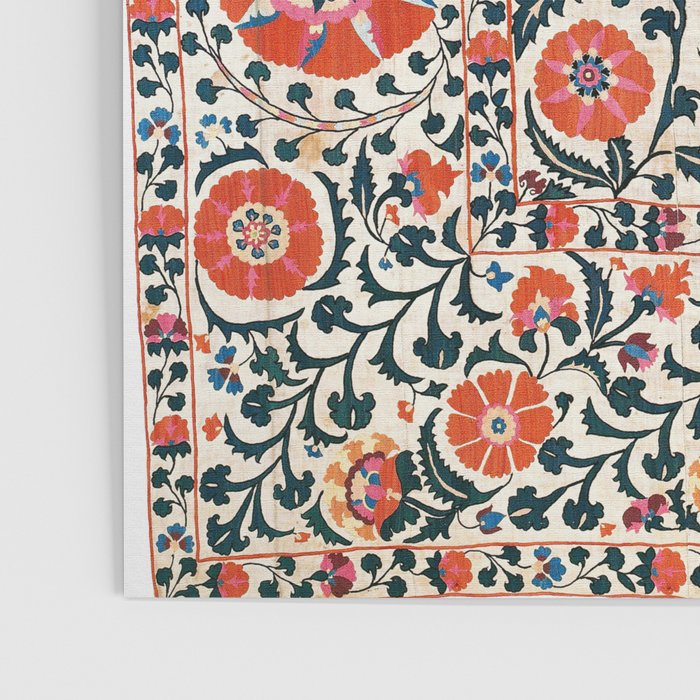 Shakhrisyabz Suzani  Uzbekistan Antique Floral Embroidery Print Poster Gallery Image 3