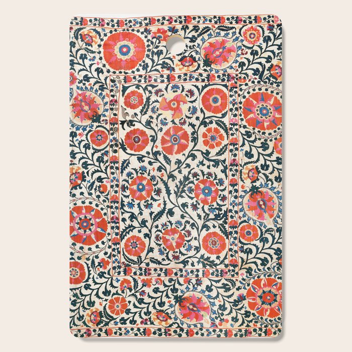 Shakhrisyabz Suzani  Uzbekistan Antique Floral Embroidery Print Cutting Board Gallery Image 1