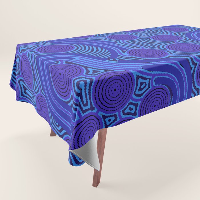 The Rivers around Us (blue) - Authentic Aboriginal Art Tablecloth Gallery Image 1