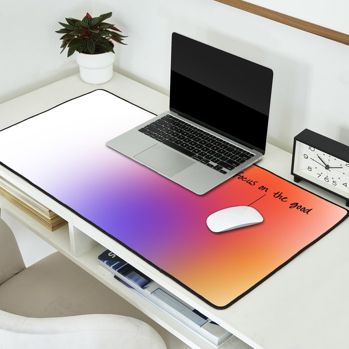 Focus On The Good: Aura-Gradient-Quote-Decor Desk Mat Gallery Image 2