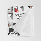Woof endless love // white background red hearts continuous lined pair of dog breeds Throw Blanket Gallery Image 3