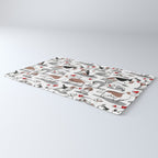 Woof endless love // white background red hearts continuous lined pair of dog breeds Rug Gallery Image 3