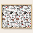Woof endless love // white background red hearts continuous lined pair of dog breeds Serving Tray Gallery Image 1