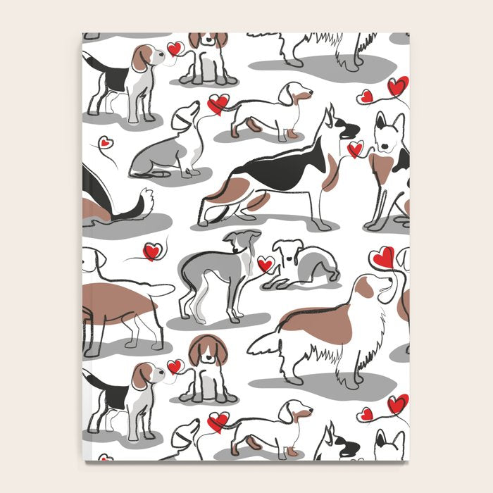 Woof endless love // white background red hearts continuous lined pair of dog breeds Notebook Gallery Image 4