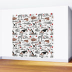 Woof endless love // white background red hearts continuous lined pair of dog breeds Wall Mural Gallery Image 2