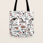 Woof endless love // white background red hearts continuous lined pair of dog breeds Tote Bag Gallery Image 1