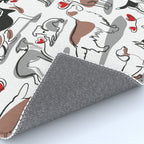 Woof endless love // white background red hearts continuous lined pair of dog breeds Rug Gallery Image 4