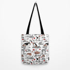 Woof endless love // white background red hearts continuous lined pair of dog breeds Tote Bag Gallery Image 2
