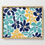 Abstract Flower, Yellow, Navy, Teal Serving Tray Gallery Image 1