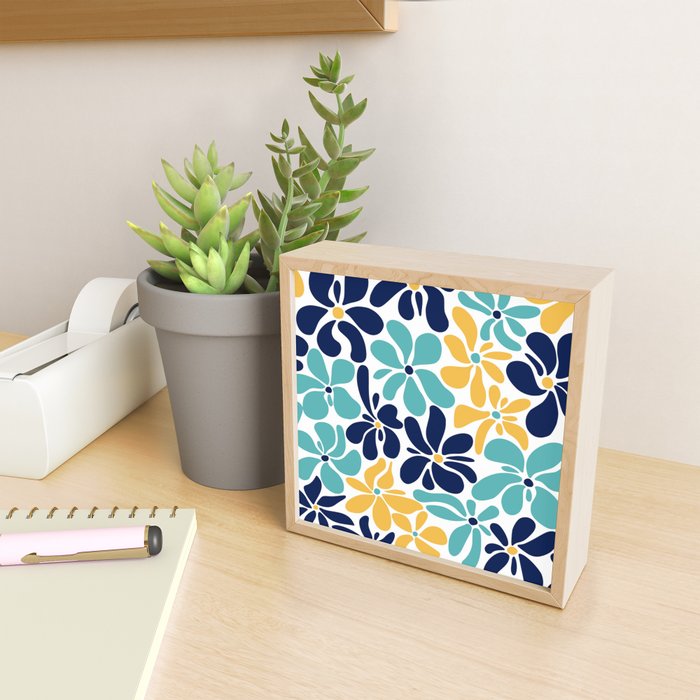Abstract Flower, Yellow, Navy, Teal Mini Art Print Gallery Image 2