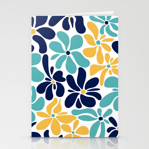Abstract Flower, Yellow, Navy, Teal Stationery Card Gallery Image 2
