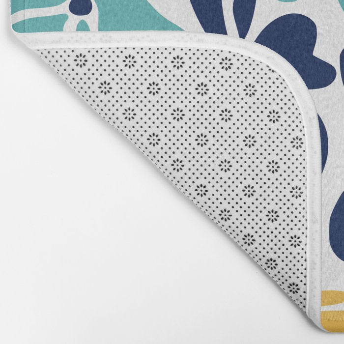 Abstract Flower, Yellow, Navy, Teal Bath Mat Gallery Image 2