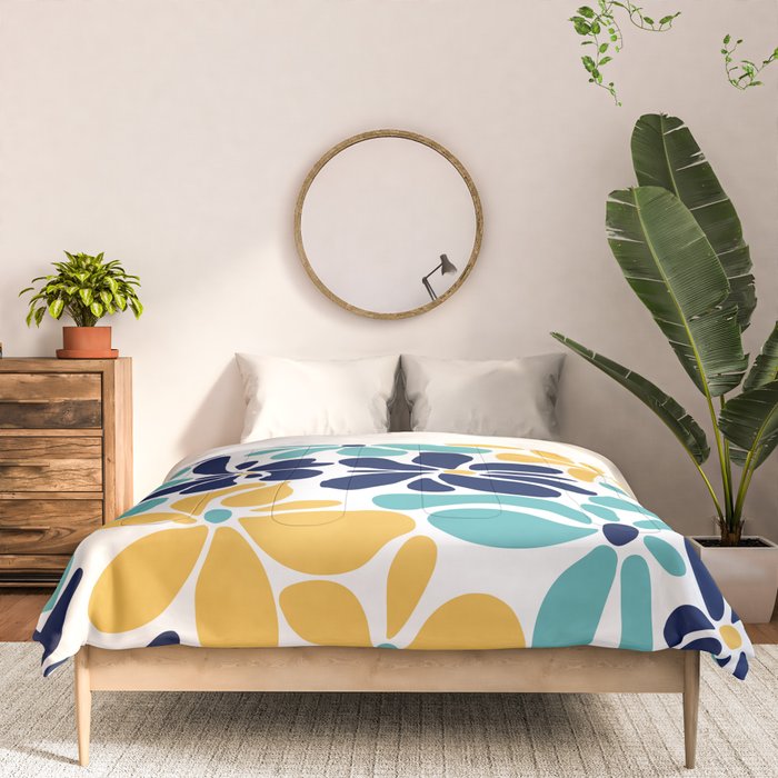 Abstract Flower, Yellow, Navy, Teal Comforter Gallery Image 3