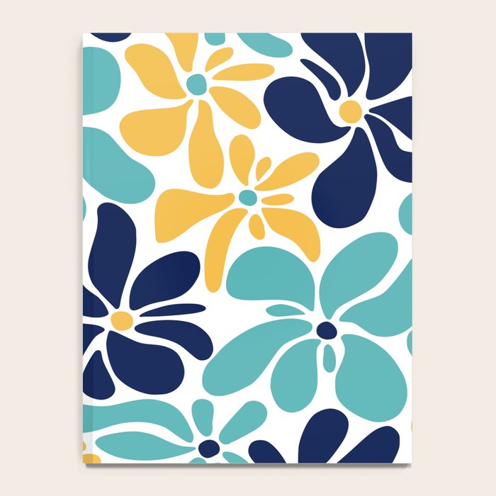 Abstract Flower, Yellow, Navy, Teal Notebook Gallery Image 4